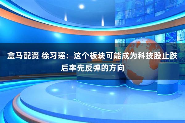 盒马配资 徐习瑶：这个板块可能成为科技股止跌后率先反弹的方向