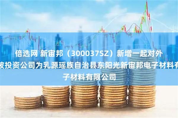 倍选网 新宙邦(300037SZ)新增一起对外投资,被投资公司为乳源瑶族自治县东阳光新宙邦电子材料有限公司